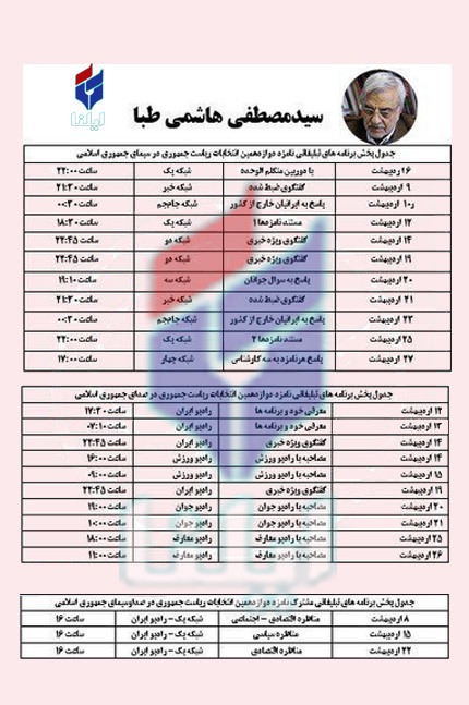 زمان تبلیغات رادیو تلویزیونی نامزدهای ریاست‌جمهوری مشخص شد+جدول